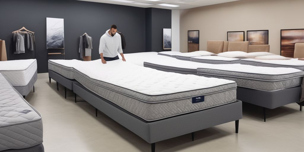 person shopping for new mattress in store