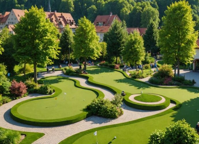 Minigolfplatz in Heidelberg mit Spielern